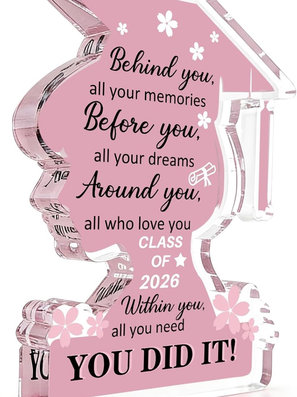 Pink Graduation decor gift- "You Did It!"